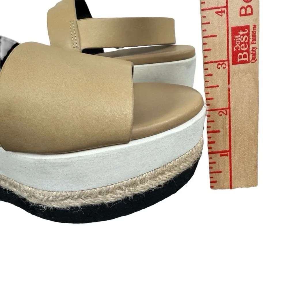 Via Spiga Tan Leather Espadrille Platform Wedge Sandals Slingback Women 8.5